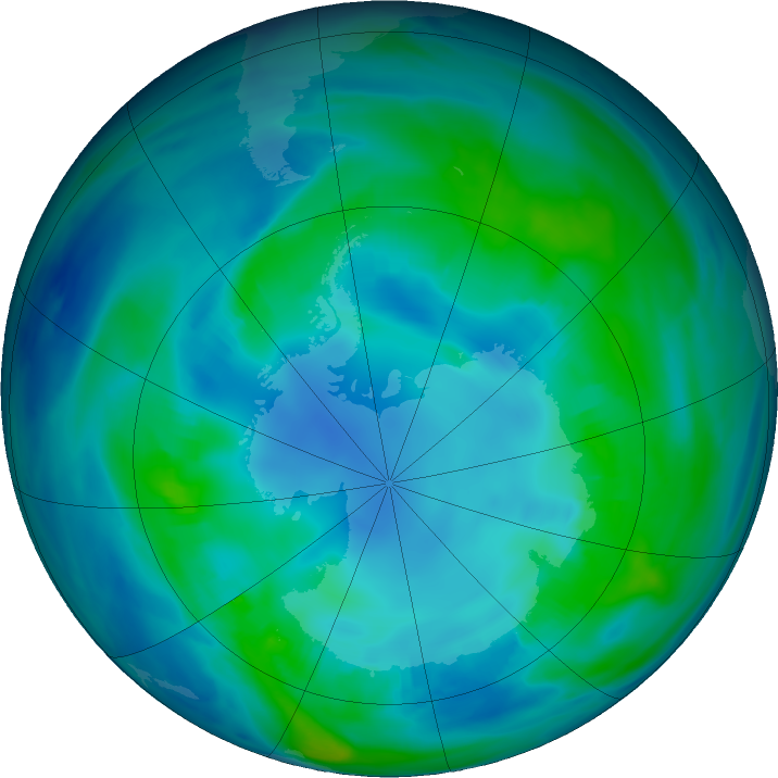 Antarctic ozone map for 04 May 2022
